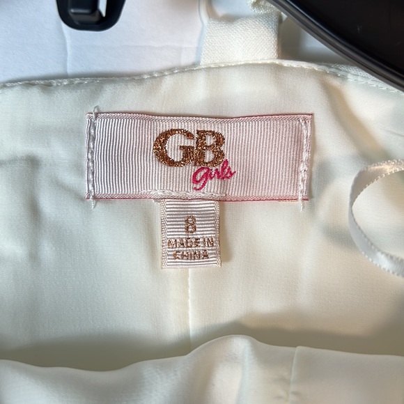 GB Girls Ruffle Dress Ivory Spaghetti strap Dress Girls Size 8 - Picture 11 of 13